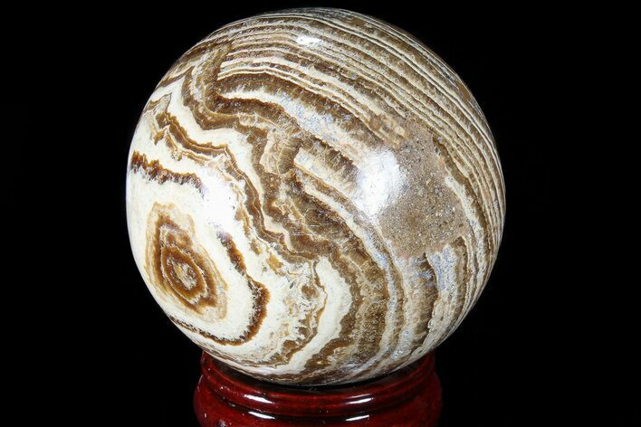 Polished, Banded Aragonite Sphere - Morocco #82301